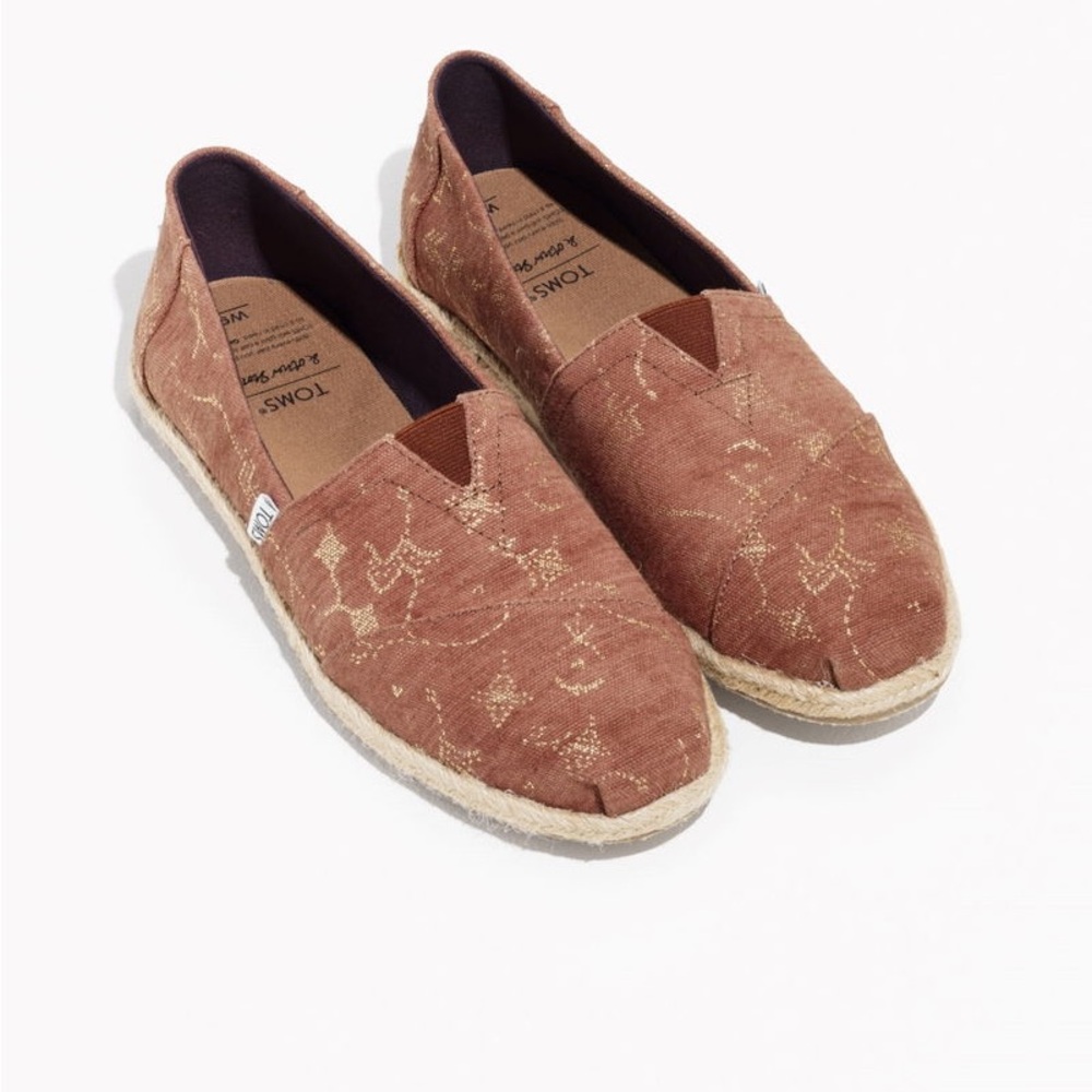 & Other Stories Rust Brown Slip-On Loafers with Gold Foil Detail